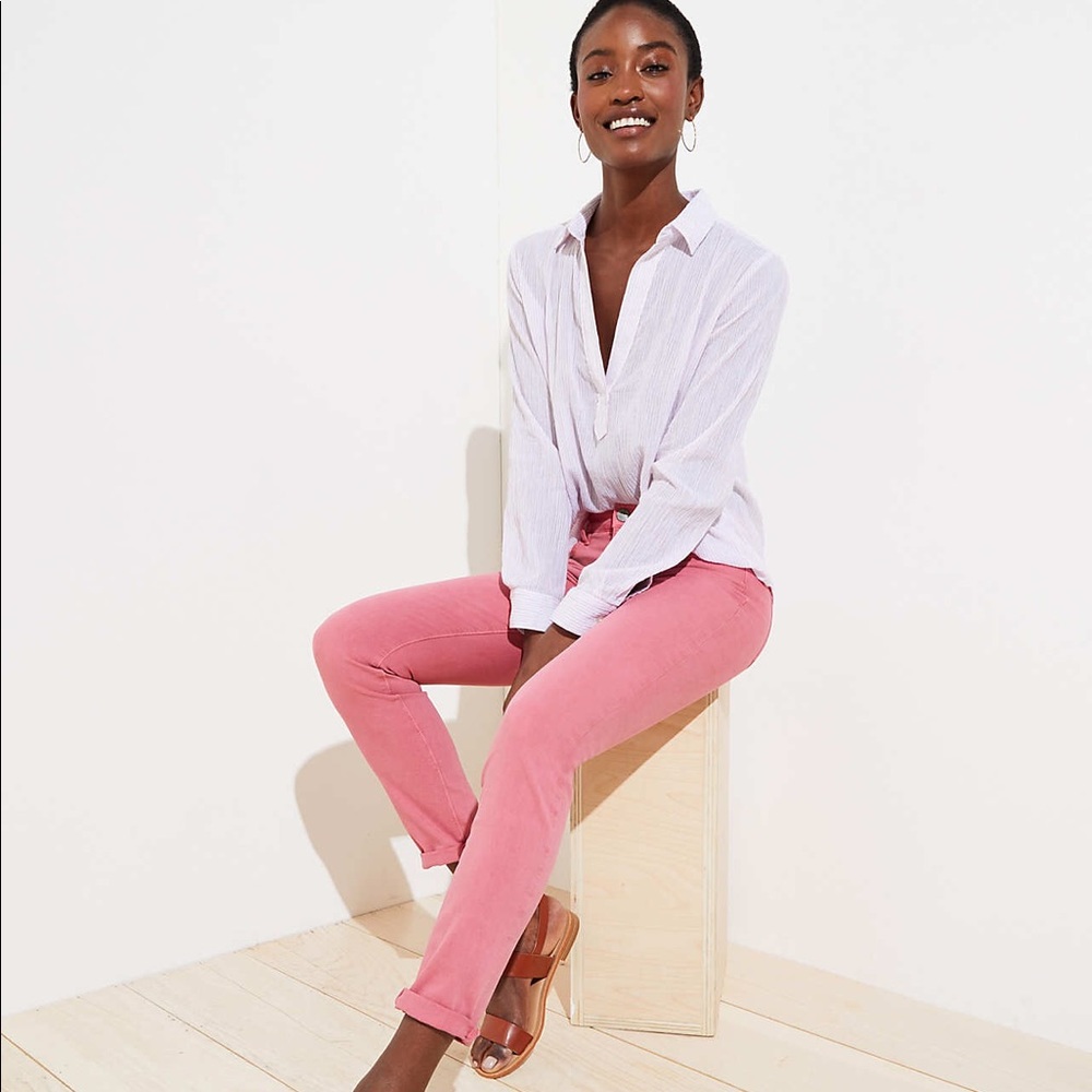 Loft | Skinny Crop Jeans in Pink